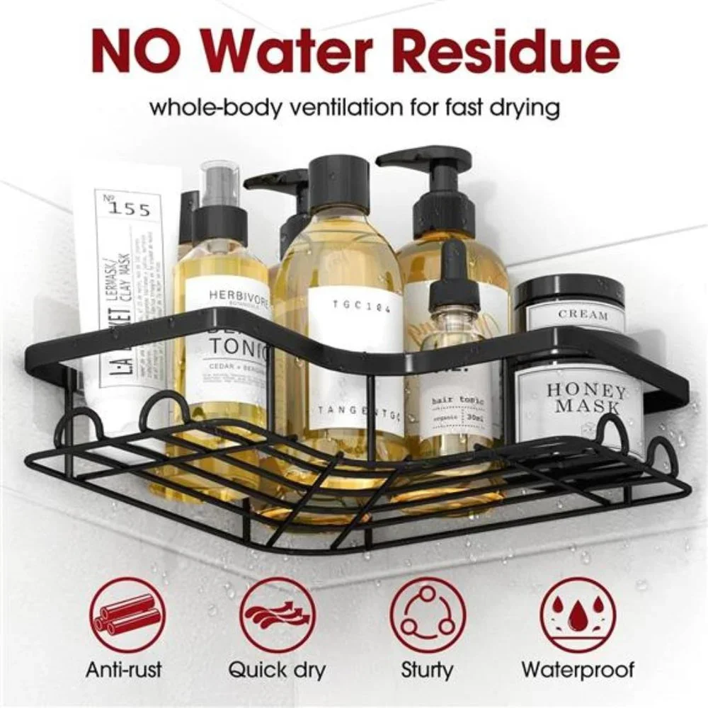 2 Pack, Adhesive Shower Organizers, Rustproof Stainless Steel Shower Shelves